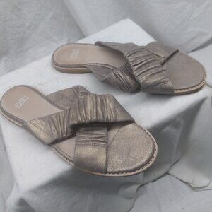 Ellen Fisher Women's Cross Metallic Slide Sandals Size 8.5 Very Good Shape